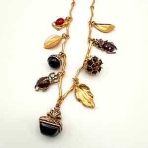 ✨ZARA✨ Gold-Tone Charm Necklace with Enamel Bugs and Leaves